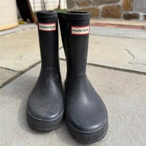 Hunter Black Short Rain Boot - Lined Interior Toddler 9
